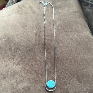 20” Silver Necklace with Turquoise Pendant